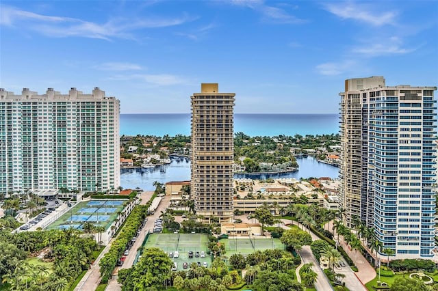 property's view of city with a water view