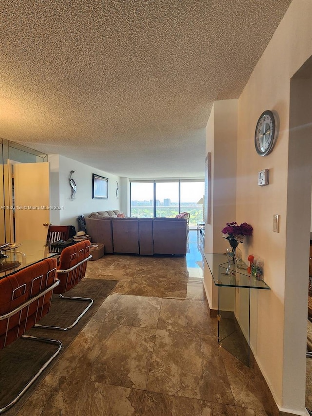 interior space featuring a textured ceiling