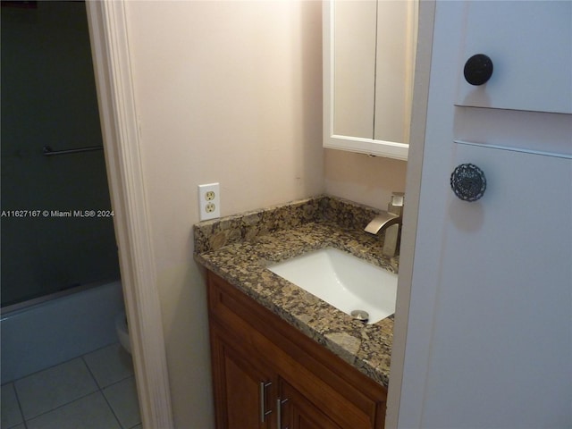 bathroom with vanity and tile patterned floors