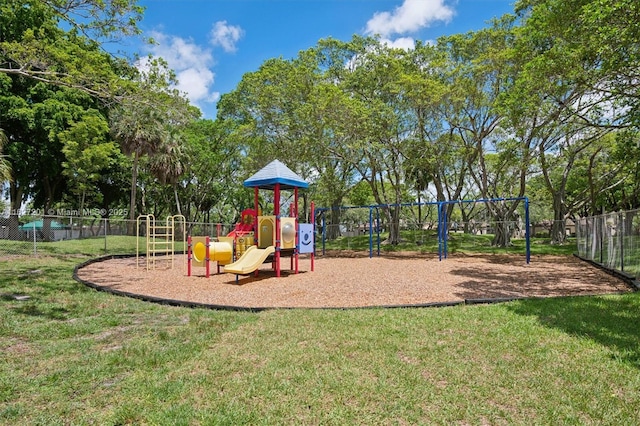 view of play area with a lawn