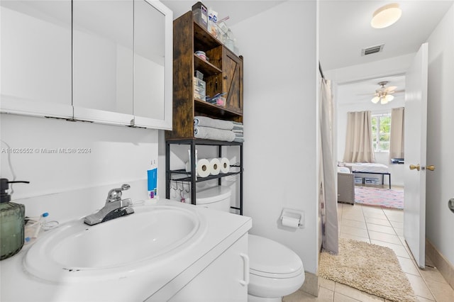 bathroom with tile patterned floors, toilet, and vanity