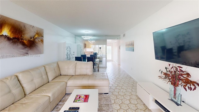 view of tiled living room