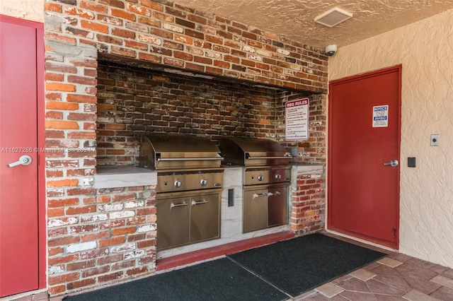 interior space featuring exterior kitchen