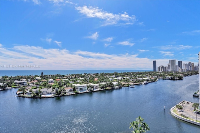 property view of water with a view of city