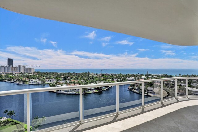 balcony with a water view