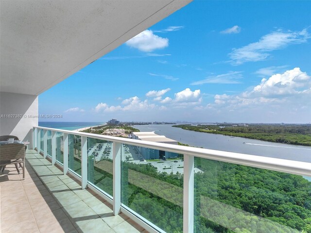 balcony with a water view