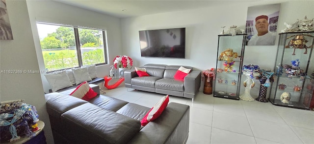 view of tiled living room