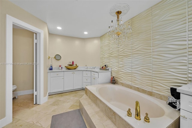 7949 NW 188th Ter, Hialeah, FL 33015 - bathroom featuring a garden tub, vanity, and recessed lighting