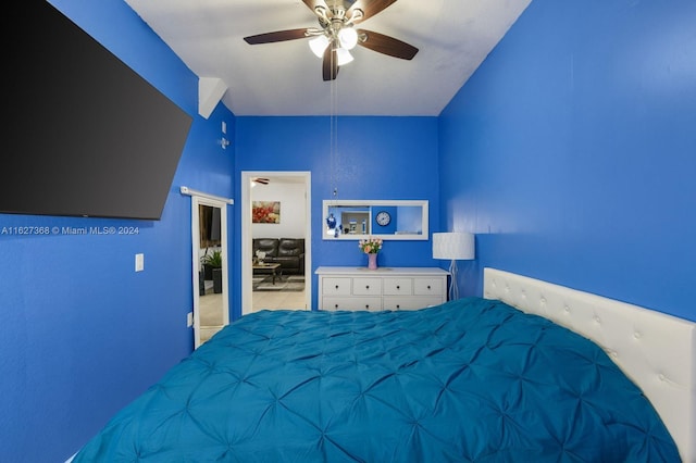 unfurnished bedroom featuring light tile patterned floors and ceiling fan