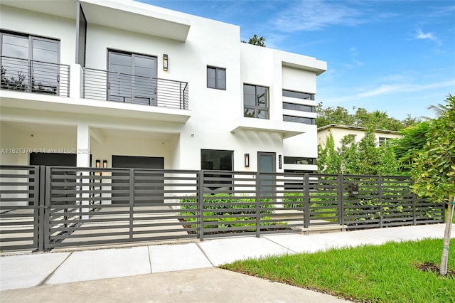 contemporary home with a balcony