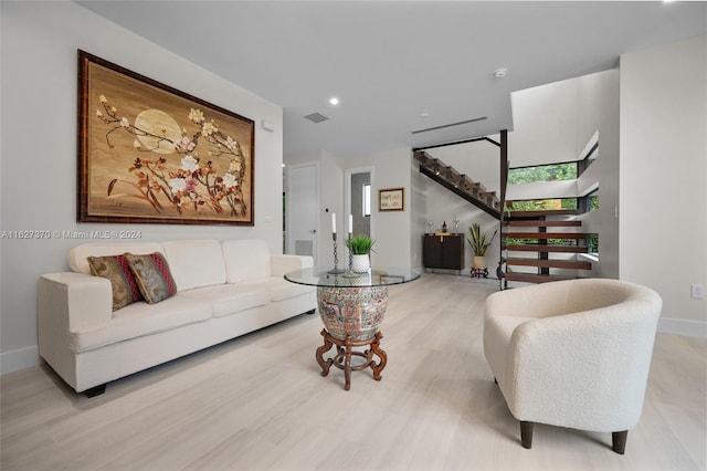 living room featuring light wood-type flooring