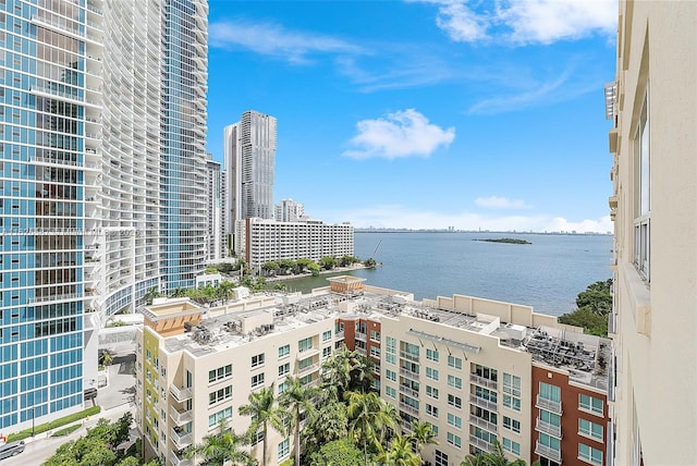 property view of water featuring a city view