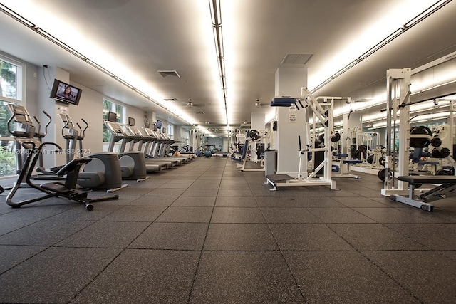 exercise room with visible vents