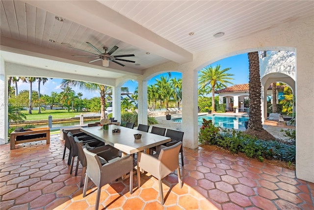 view of patio with ceiling fan