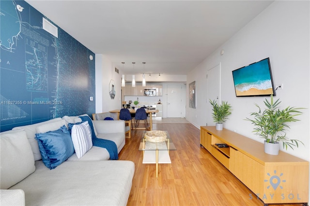 living room featuring light hardwood / wood-style flooring