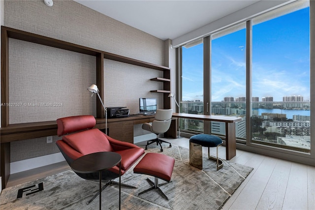 office space featuring light hardwood / wood-style floors