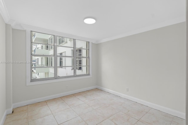 tiled empty room with ornamental molding