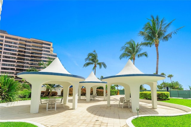 surrounding community featuring a gazebo and a patio