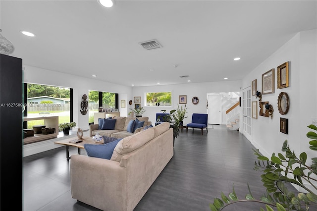 view of tiled living room