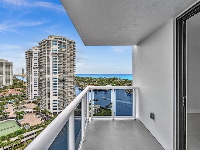 balcony with a water view