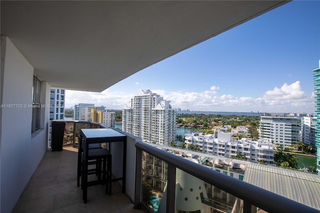 balcony with a water view