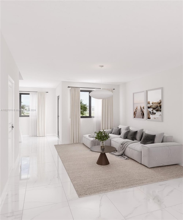 view of tiled living room