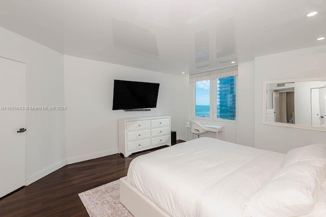 bedroom featuring dark hardwood / wood-style flooring