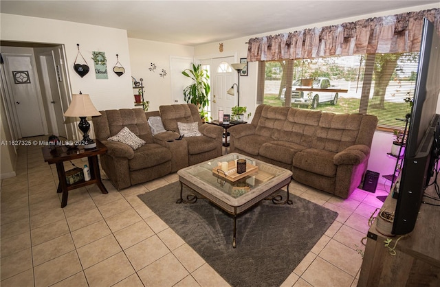 view of tiled living room