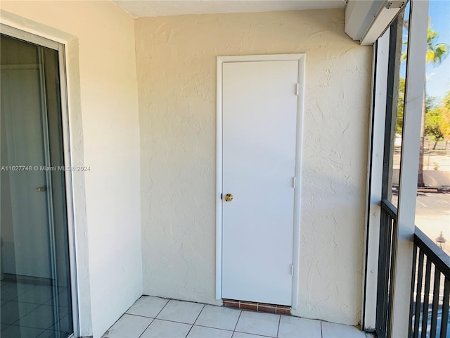 doorway to property with a balcony