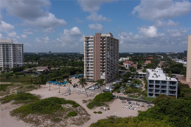 drone / aerial view with a city view