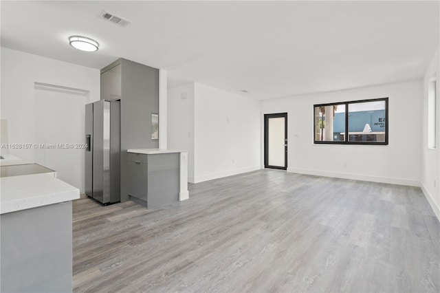 unfurnished living room with light hardwood / wood-style flooring