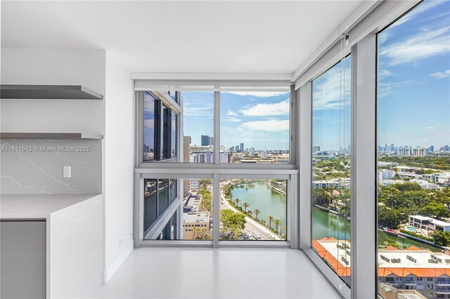 room details featuring a water view