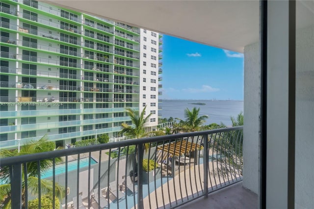 balcony with a water view