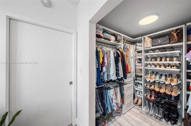 spacious closet with light wood-type flooring