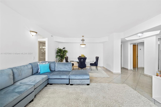 view of tiled living room