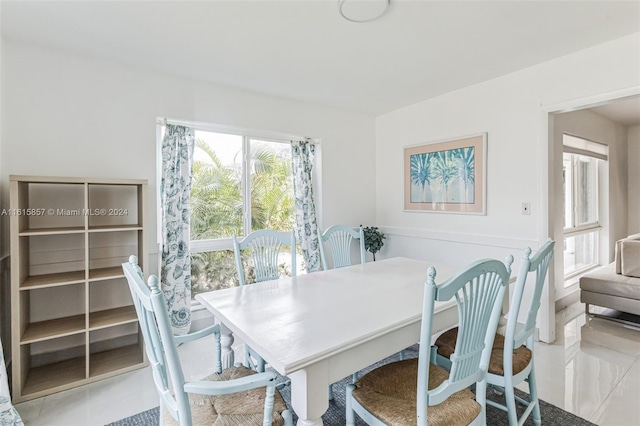 view of tiled dining area