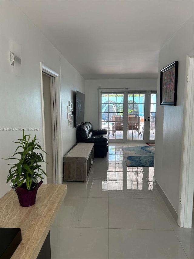 view of tiled living room