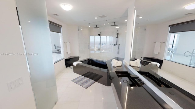 interior space featuring tile patterned floors and vanity