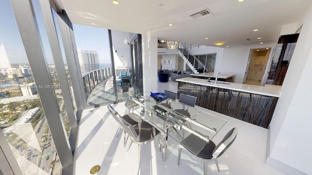 dining area featuring sink