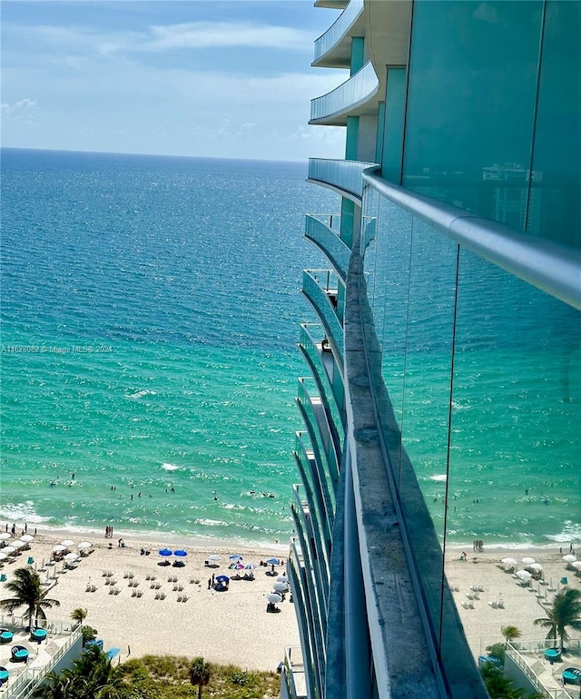 view of water feature featuring a view of the beach