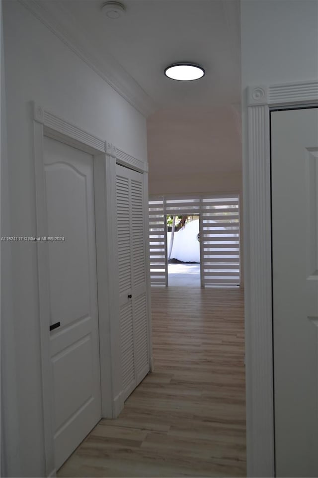 corridor featuring light wood-type flooring