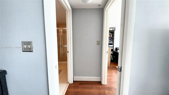 hall featuring dark hardwood / wood-style flooring