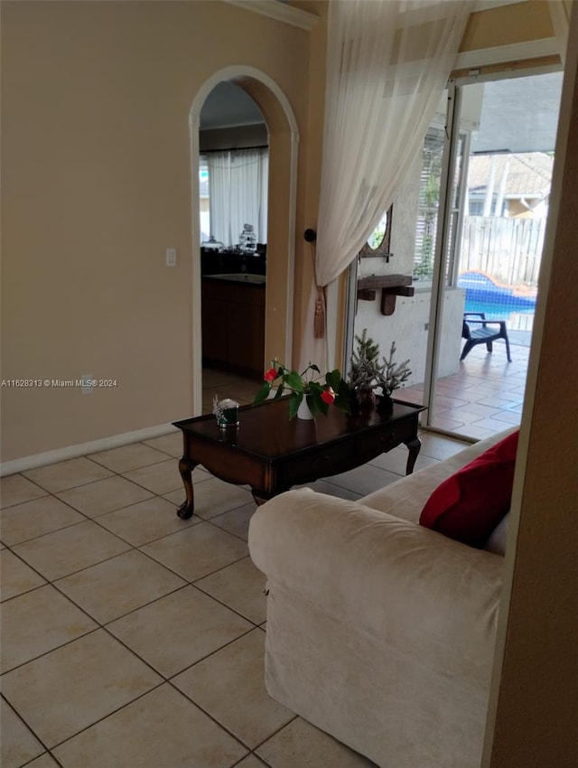 view of tiled living room