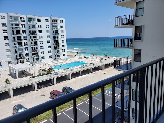 property view of water with a beach view