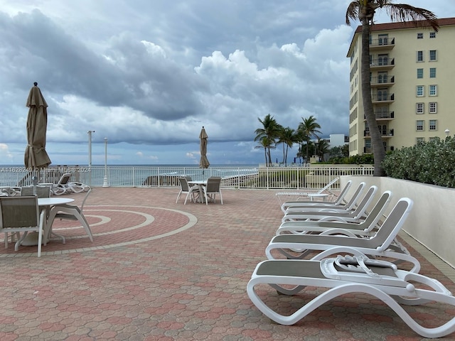 view of community featuring a water view