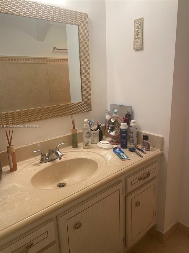 bathroom featuring vanity and tile patterned floors