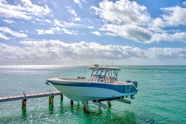 view of dock featuring a water view