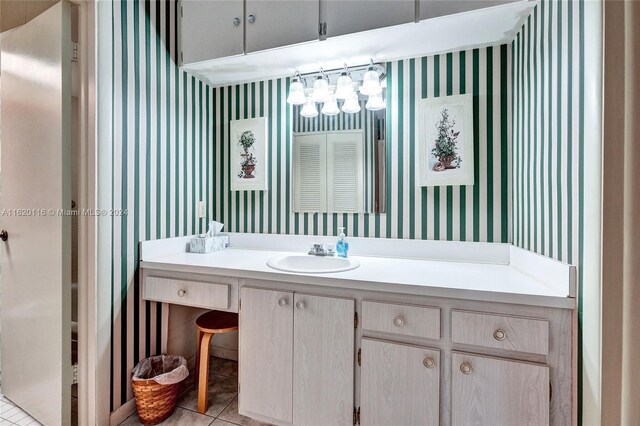 bathroom featuring vanity and tile patterned flooring