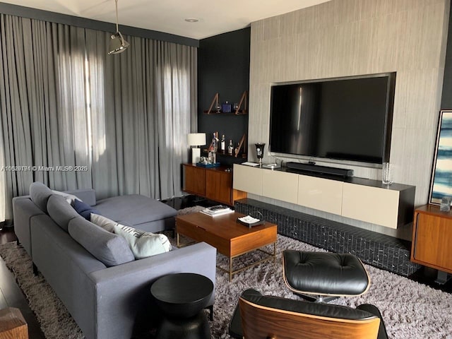 living area featuring wood finished floors