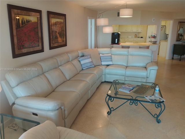 view of tiled living room